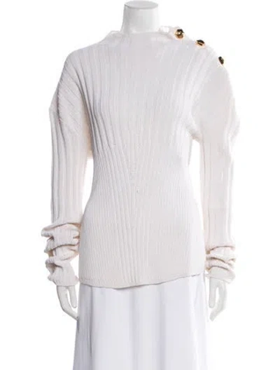 Pre-owned Balmain Virgin Wool Mock Neck Sweater In Multi