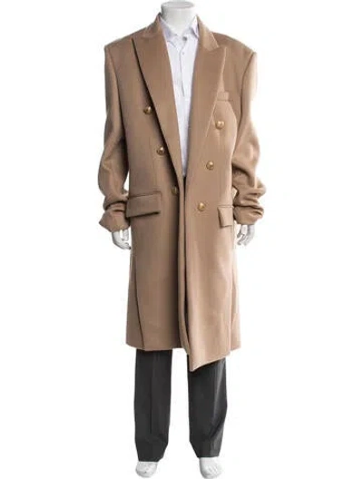 Pre-owned Balmain Virgin Wool Overcoat W/ Tags In Brown