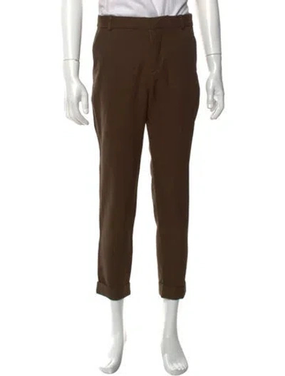Pre-owned Balmain Virgin Wool Pants In Brown