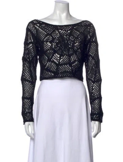 Pre-owned Balmain Virgin Wool Patterned Sweater In Black
