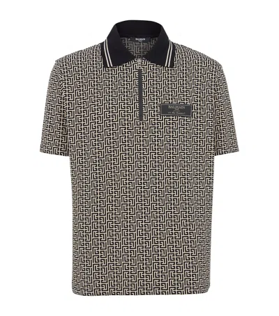 BALMAIN VIRGIN WOOL PB LABYRINTH POLO SHIRT