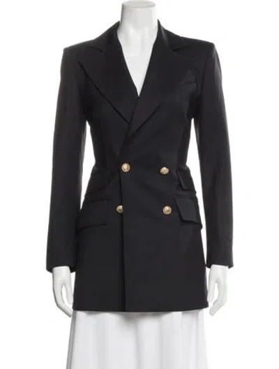 Pre-owned Balmain Virgin Wool Peacoat In Gray