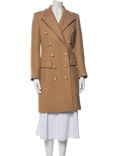 Pre-owned Balmain Virgin Wool Peacoat In Neutral
