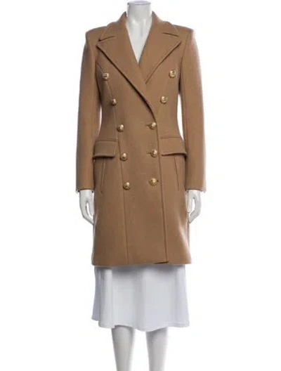 Pre-owned Balmain Virgin Wool Peacoat In Neutrals