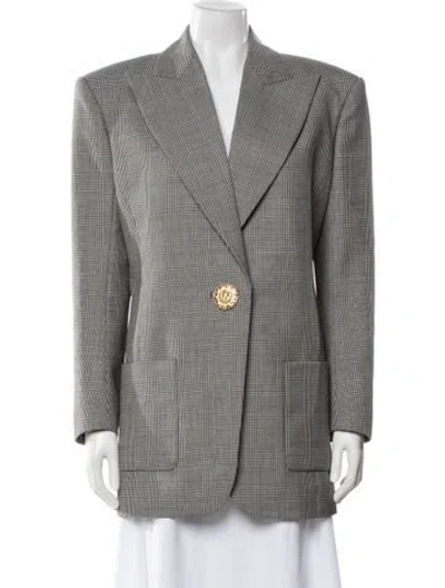 Pre-owned Balmain Virgin Wool Plaid Print Blazer W/ Tags In Black