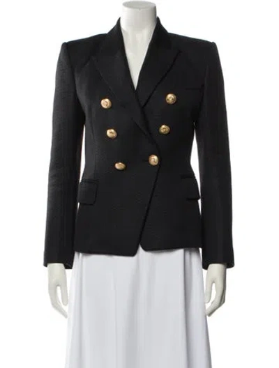 Pre-owned Balmain Virgin Wool Printed Blazer In Black