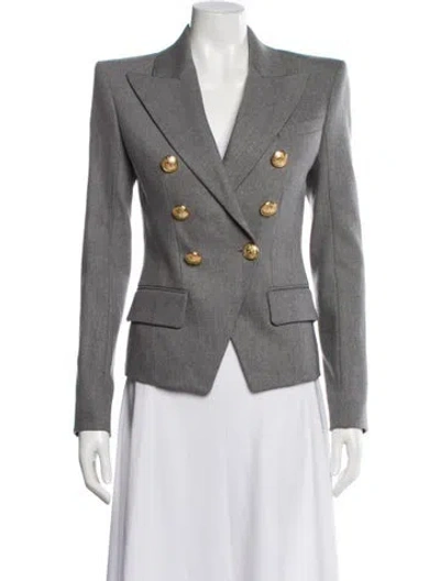 Pre-owned Balmain Virgin Wool Printed Blazer In Gray