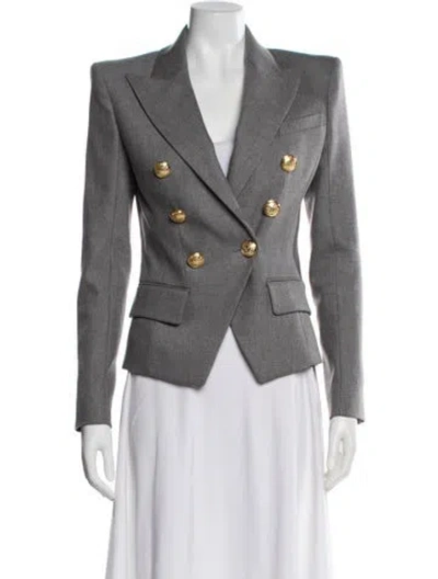 Pre-owned Balmain Virgin Wool Printed Blazer In Gray