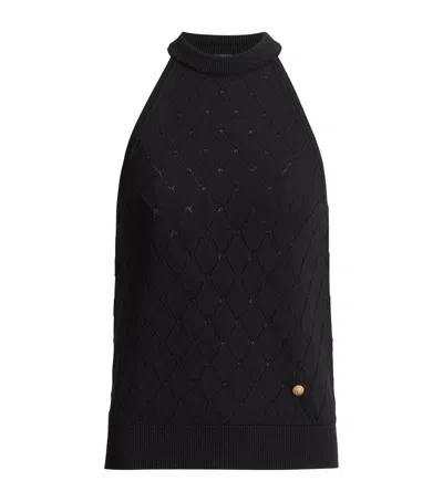 Balmain Virgin Wool Quilted Effect Top In Black