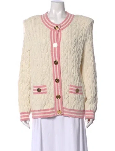 Pre-owned Balmain Virgin Wool Scoop Neck Sweater In Neutral