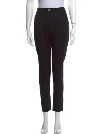Pre-owned Balmain Virgin Wool Straight Leg Pants In Black