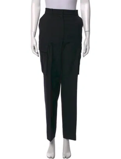 Pre-owned Balmain Virgin Wool Straight Leg Pants In Black