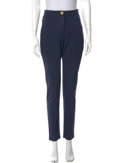 Pre-owned Balmain Virgin Wool Straight Leg Pants In Blue