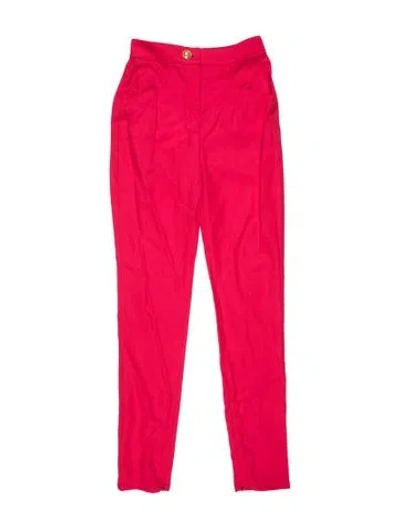 Pre-owned Balmain Virgin Wool Straight Leg Pants In Pink