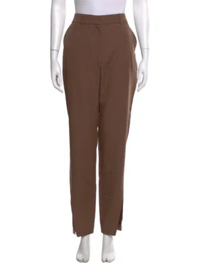 Pre-owned Balmain Virgin Wool Straight Leg Pants W/ Tags In Brown