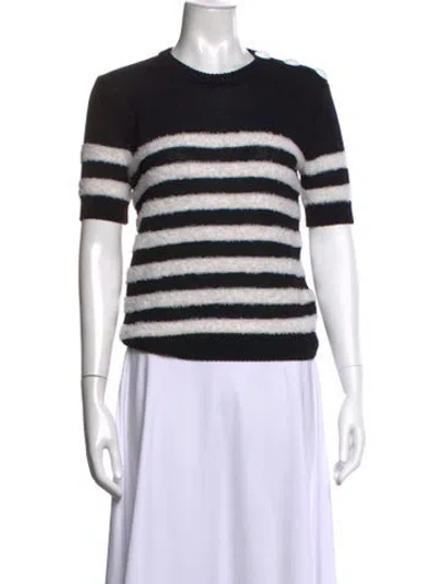 Pre-owned Balmain Virgin Wool Striped Sweater In Black