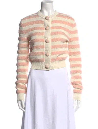 Pre-owned Balmain Virgin Wool Striped Sweater In Neutrals/pink
