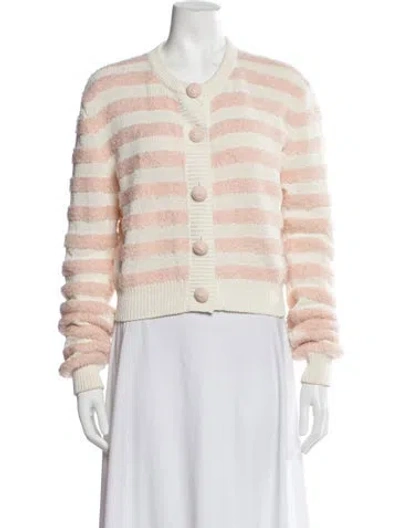 Pre-owned Balmain Virgin Wool Striped Sweater In Neutrals/pink