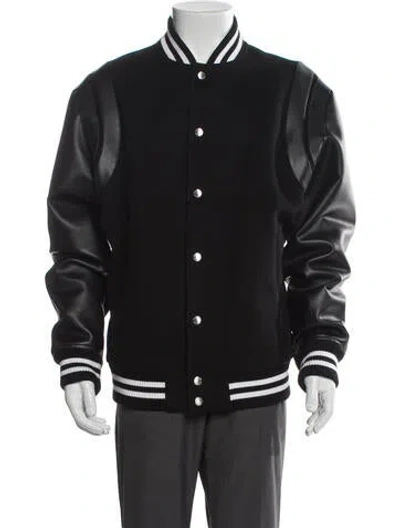 Pre-owned Balmain Virgin Wool Striped Varsity Jacket In Black