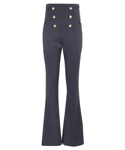 Balmain Virgin Wool Trousers In Blue