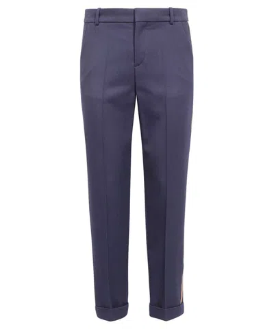 Balmain Virgin Wool Trousers In Blue