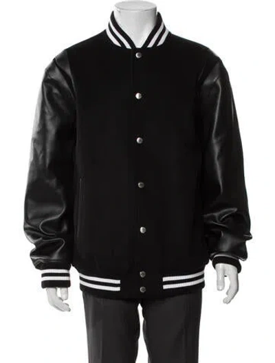 Pre-owned Balmain Virgin Wool Varsity Jacket In Black