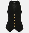 Balmain Buttoned Double Crepe Vest In Black