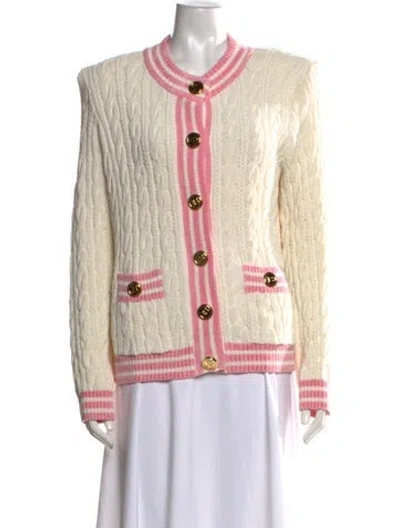 Pre-owned Balmain Virgin Wool V-neck Sweater In Neutrals
