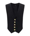 Balmain Rose Buttoned Double Crepe Vest In Black