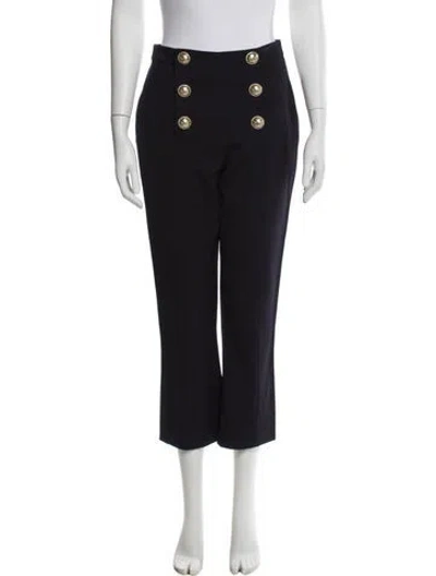 Pre-owned Balmain Virgin Wool Wide Leg Pants In Blue