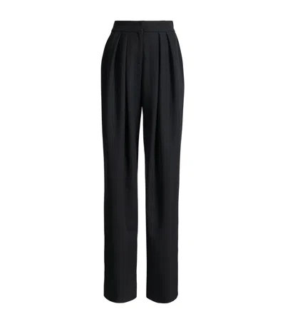Balmain Virgin Wool Wide-leg Trousers In Black
