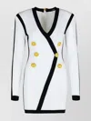 Balmain Viscose Blend Dress Contrast Trim