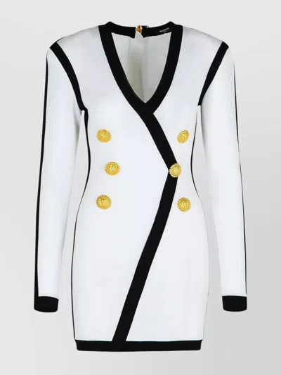 BALMAIN VISCOSE BLEND DRESS CONTRAST TRIM