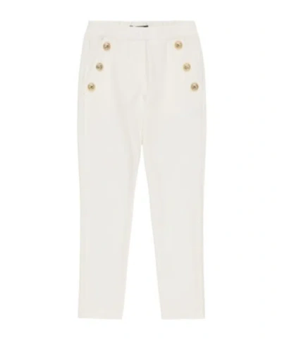 Balmain Kids' Viscose Blend Milan Stich Pants In White