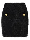 Balmain Black Pencil Mini Skirt With Jewel Buttons In Tweed Woman In Black