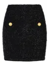 Balmain Black Pencil Mini Skirt With Jewel Buttons In Tweed Woman In Black