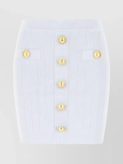 Balmain Viscose Blend Skirt Gold Buttons In Gray