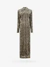 Balmain Long Sleeve Python Satin Long Shirt Dress In Multi