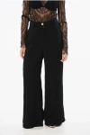 Balmain Viscose Crepe Wide Leg Pants In Black