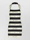 Balmain Striped Halterneck Jacquard Minidress In Black