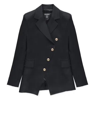 Balmain Viscose Jacket In Black