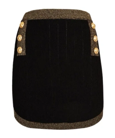 Balmain Viscose Knit Mini Skirt In Black