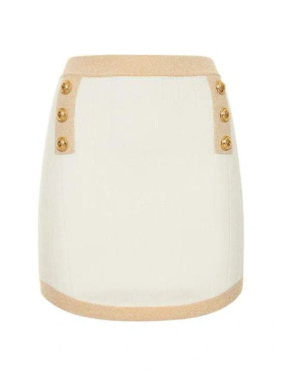 Balmain Viscose Knit Mini Skirt In Neutral