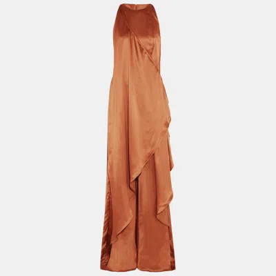 Pre-owned Balmain Viscose Maxi Dress 36 In Brown