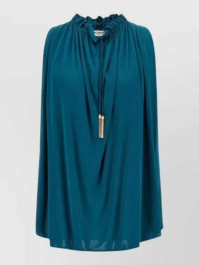 BALMAIN VISCOSE POMPON CATENE BLOUSE