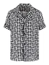 Balmain Lapel Shirt Geometric Pattern In Black