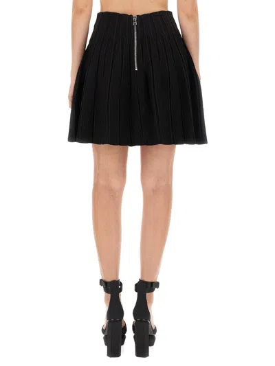 Balmain Viscose Skater Skirt In Black