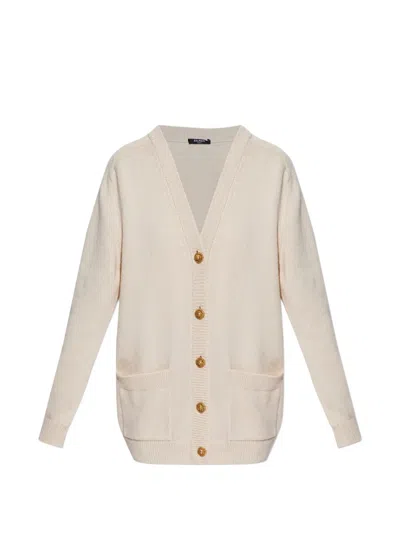 Balmain V-neck Cardigan In Neutral