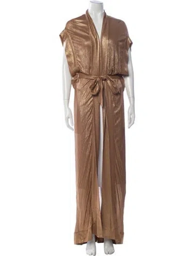 Pre-owned Balmain V-neck Dress In Gold