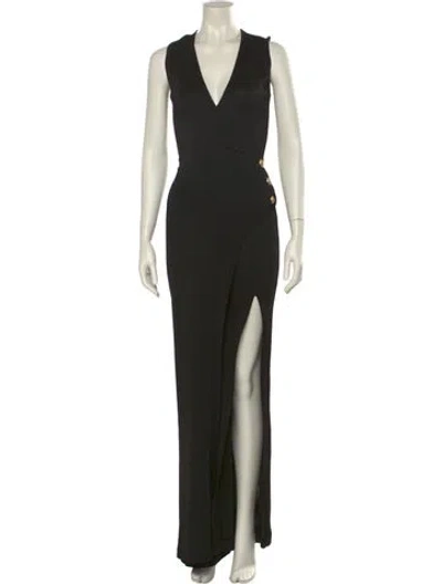 Pre-owned Balmain V-neck Jumpsuit In Black